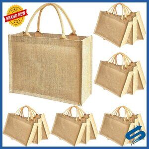 15 Pack Jute Tote Bags Reusable Eco-Friendly Handmade Multipurpose Storage